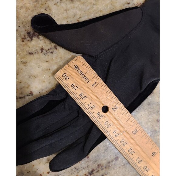 Vintage Size XS-S Black Velvet Stretch Formal 8.5" Gloves *hole - Picture 12 of 13